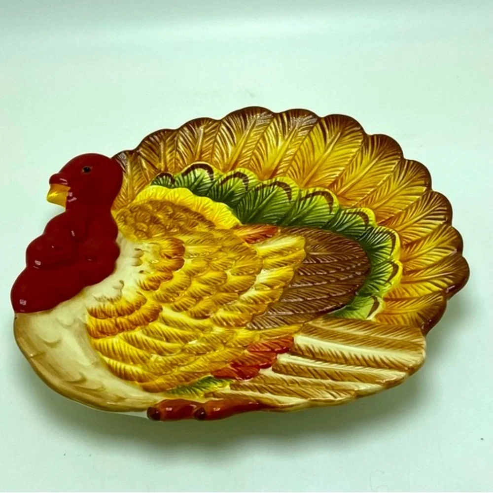 Pier One Majolica Style Turkey Plate